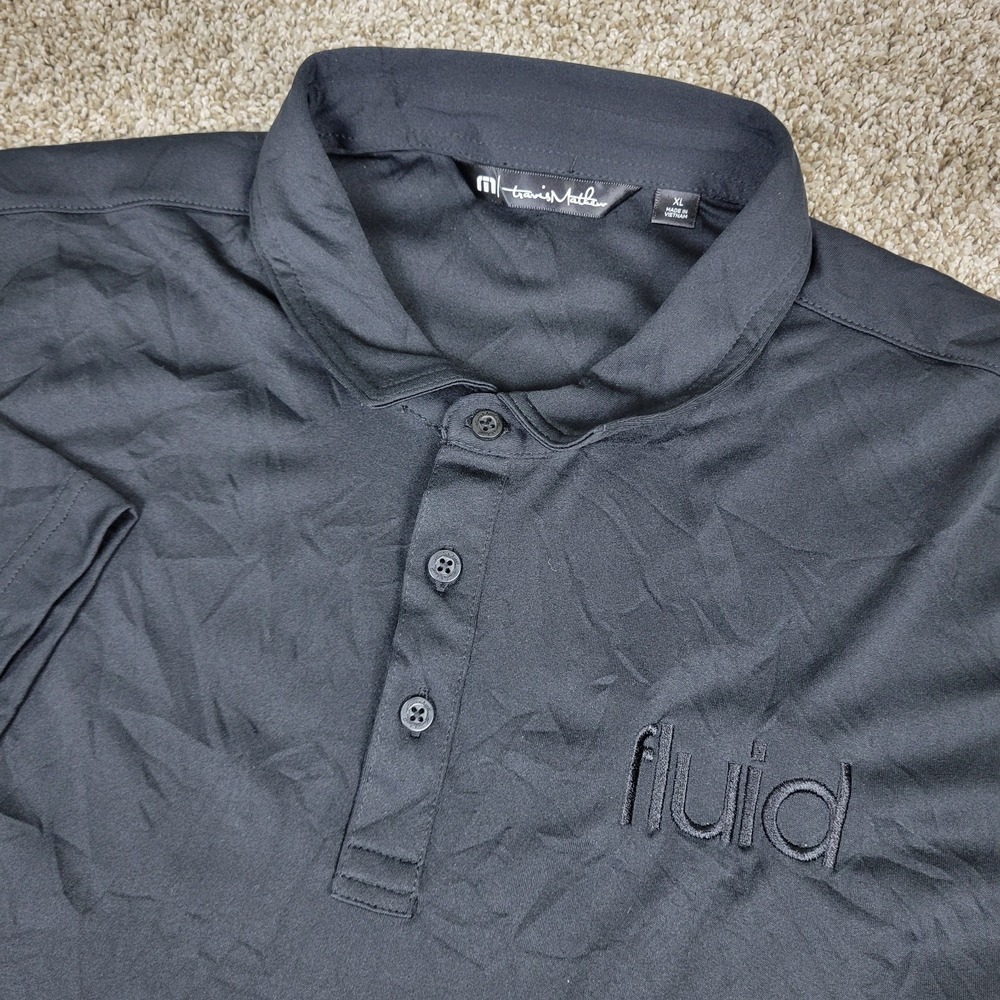 Travis Mathew Mens XL Solid Black Performance Stretch Golf Polo Short Sleeve